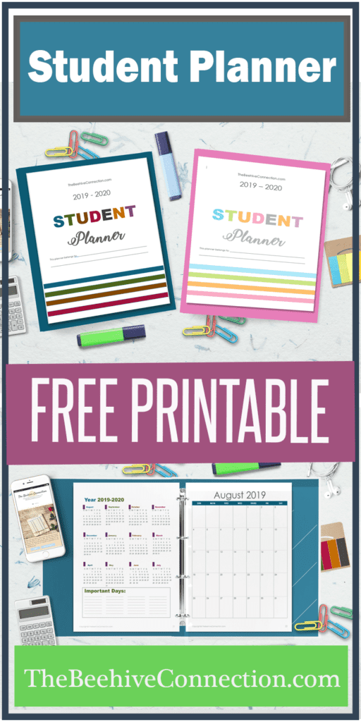 FREE Student Planner Printable School Year 2019 -2020