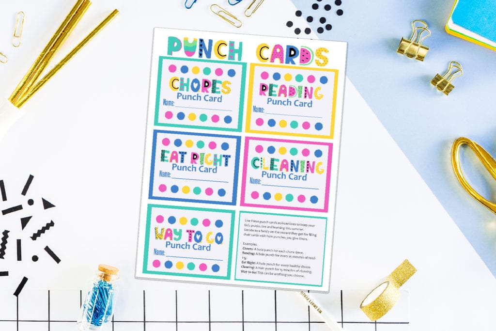 Motivation for kids FREE Printable Punch Cards