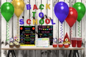 Back to School Printables for the whole family. Back to school cupcake toppers, first day of school signs and flags, and student survival kit printable