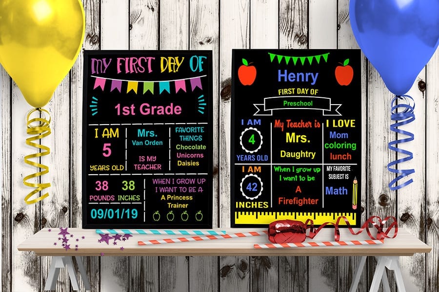 back to school printables first day of school chalkboard signs