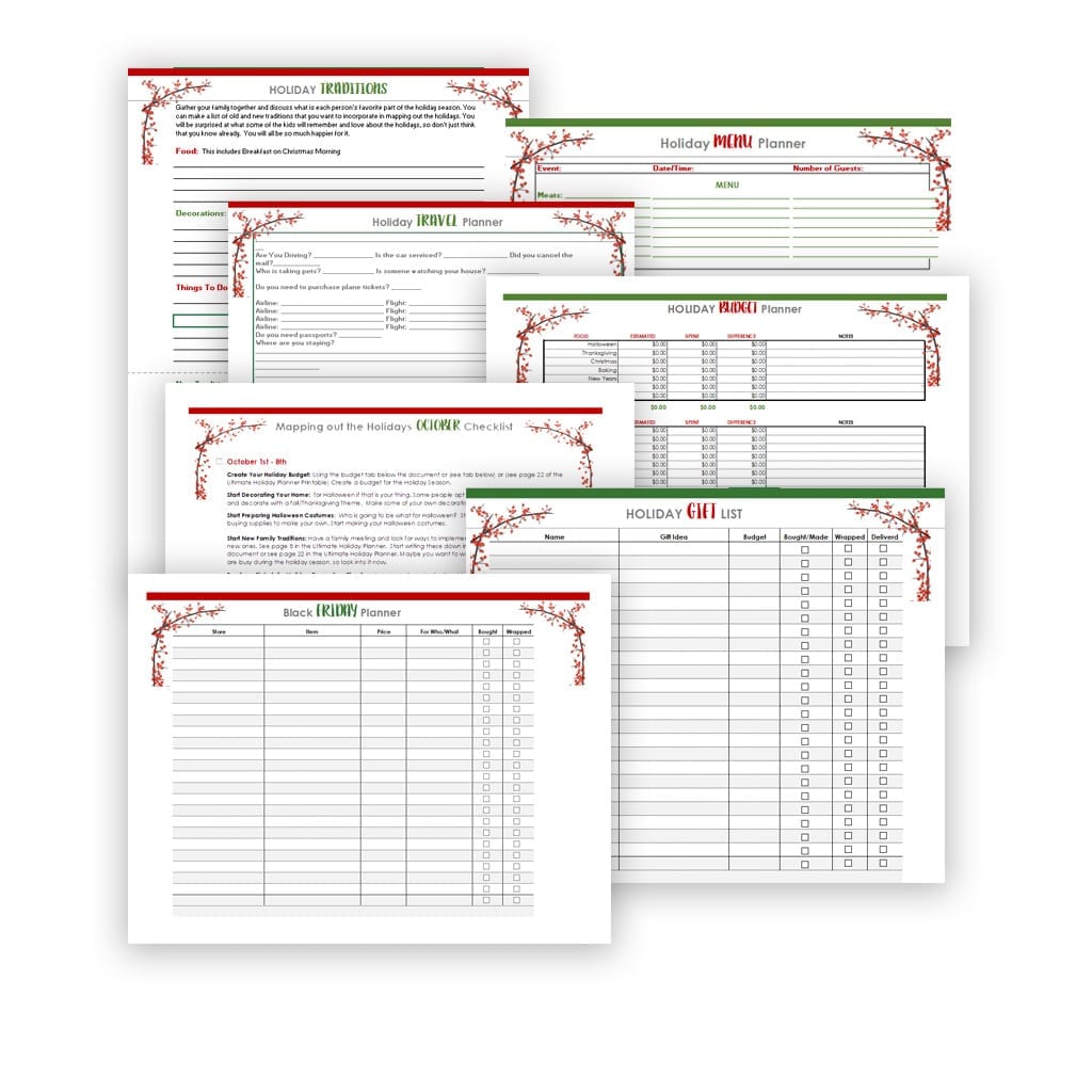 Digital Holiday Planner Sheets