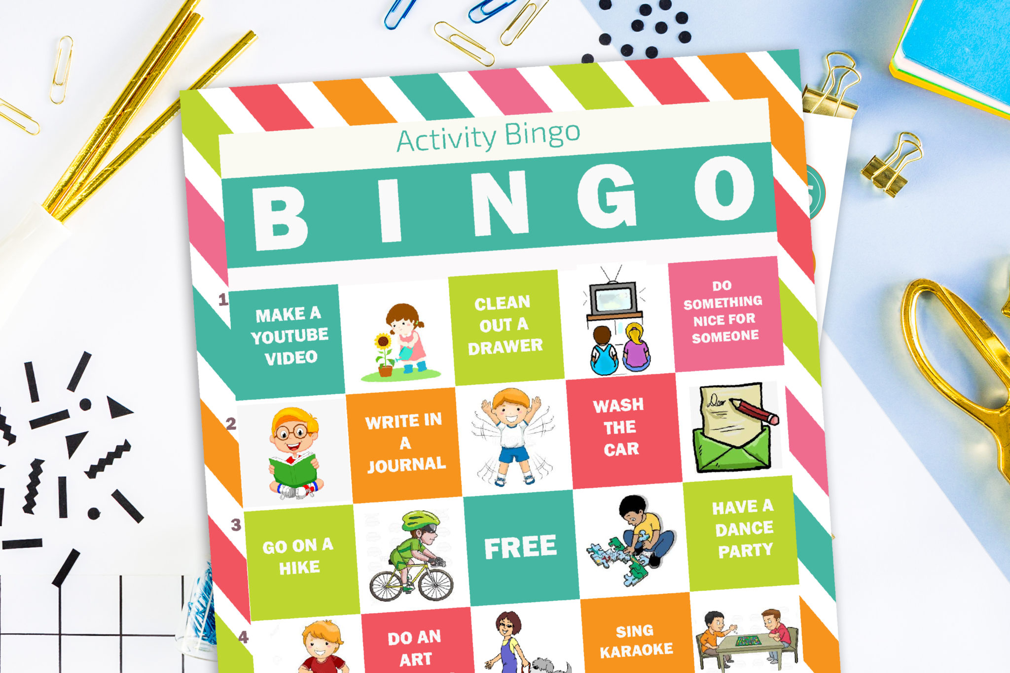 25 Fun Activities to do at home: FREE Bingo Printable