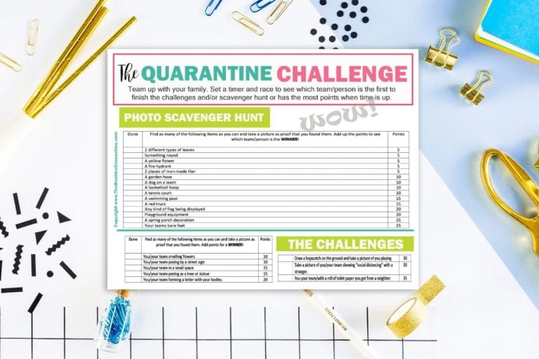How to Keep Busy at Home: The Quarantine Challenge FREE Printable
