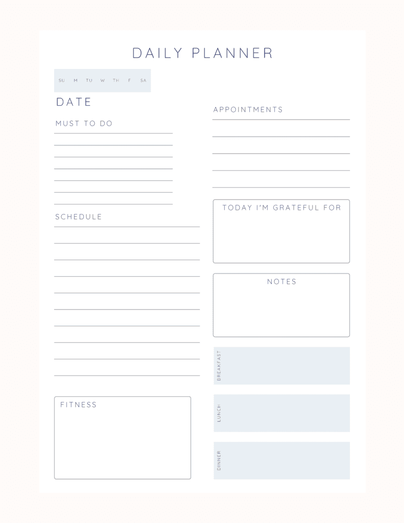 Daily Planning Page Printable