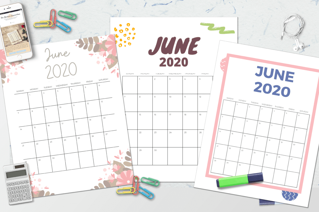 June 2020 Calendar Vertical