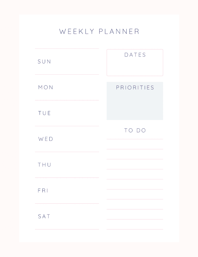 Weekly Planning Page
