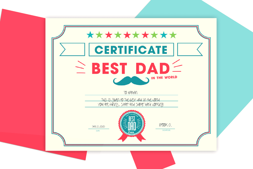 Father's Day Best Dad Ever Certificate