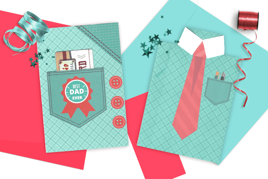 Father's Day Gift Card and Shirt and Tie Greeting Card Father's Day Printables Bundle