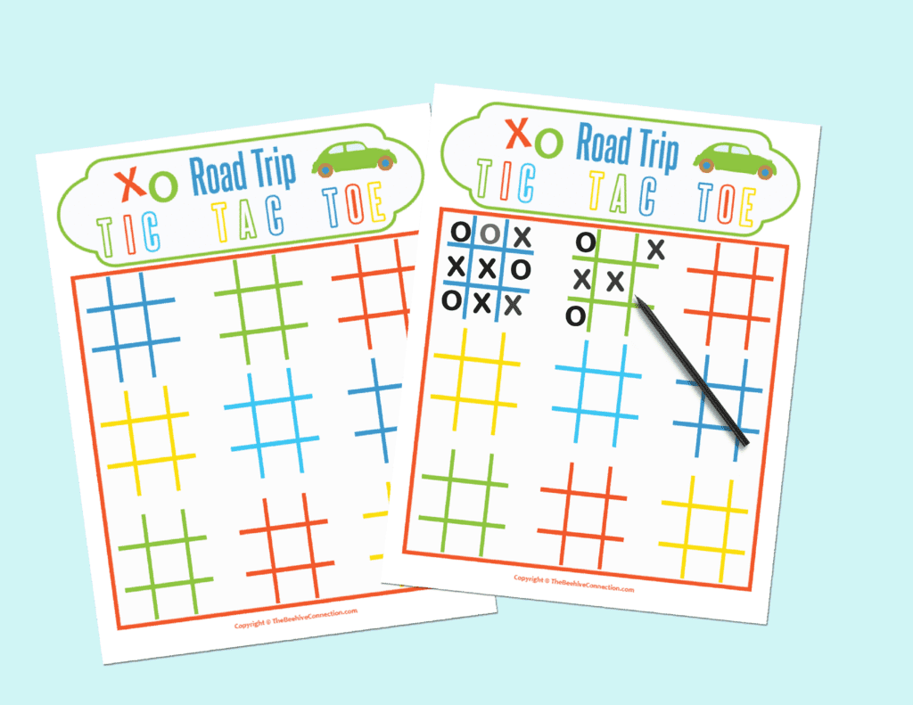 Road Sign Tic Tac Toe Mockup Kids Travel Games