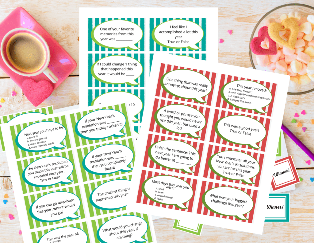 New Year's Eve Games for Kids and Adults conversation cards