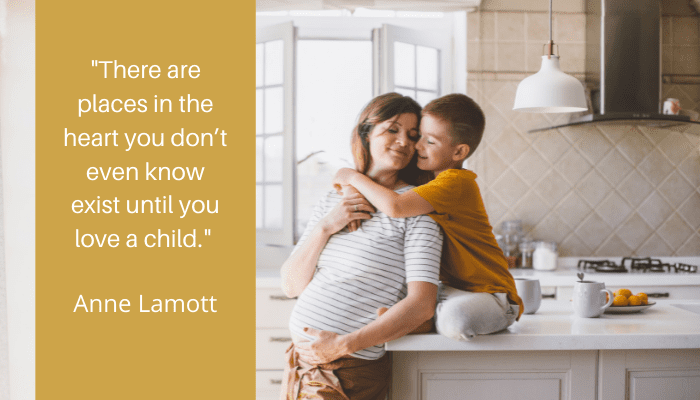 Love parenting quotes mom and son in embrace 