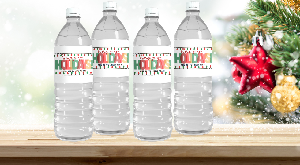 Water Bottle Christmas Templates