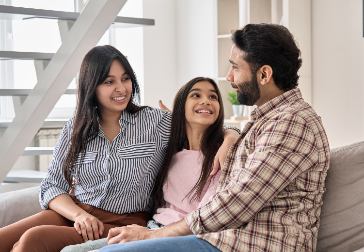 mom dad and teen girl talking 10 ways to connect with your teen