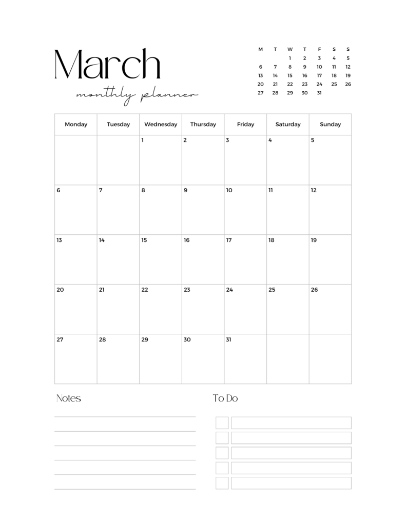 Awesome FREE Printable Calendars - March 20203