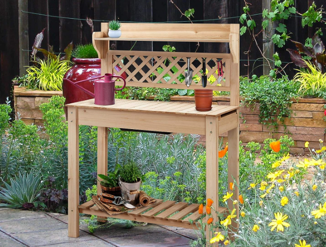 diy family project garden potting bench