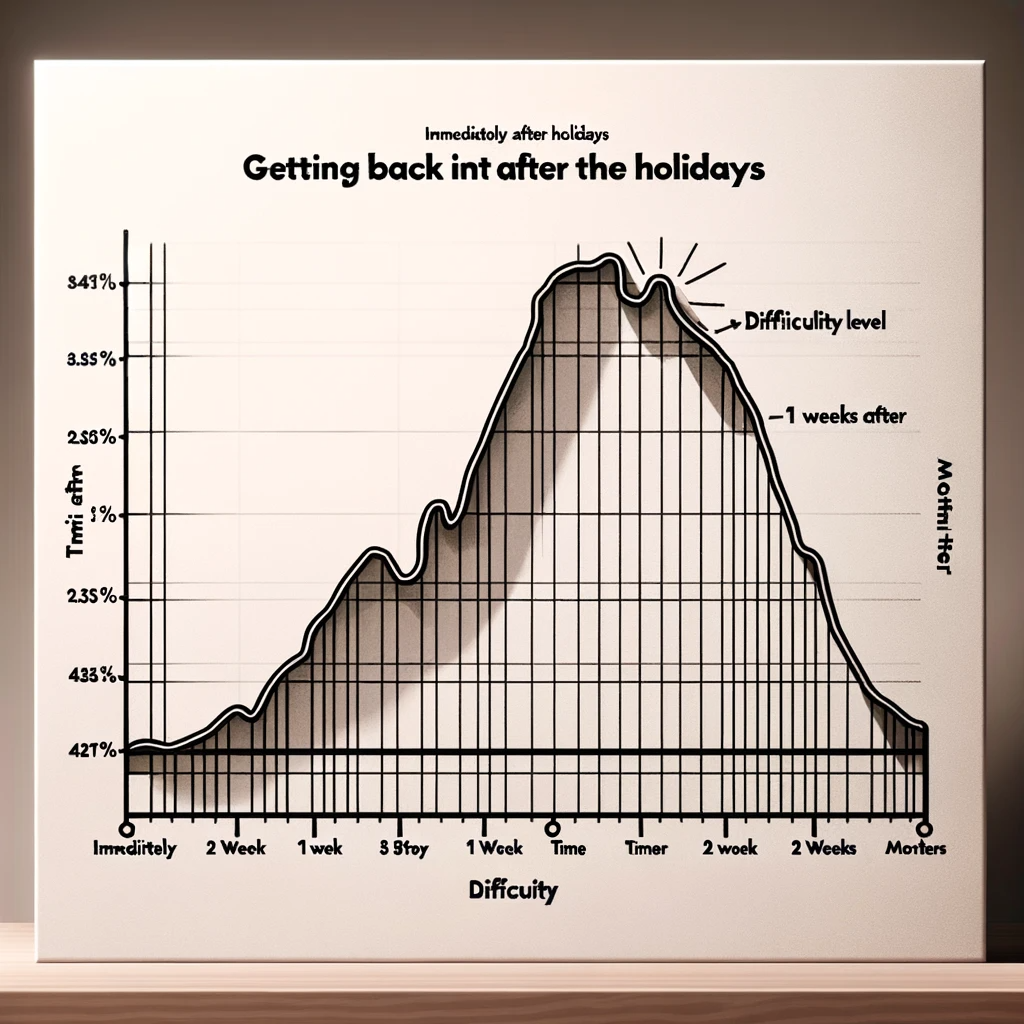 get back into a routine after the holidays graph showing productivity after holidays.