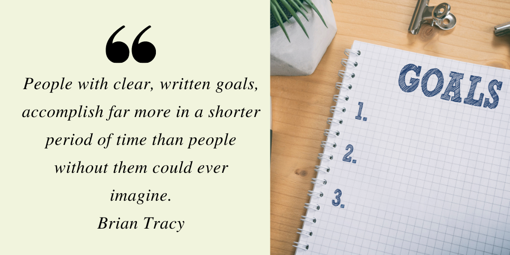 growth mindset quote by Brian Tracy. People with clear, written goals, accomplish far more in a shorter period of time than people without them could ever imagine.