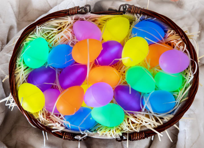 basket of glow in the dark eggs - easter egg hunt ideas for adults and families