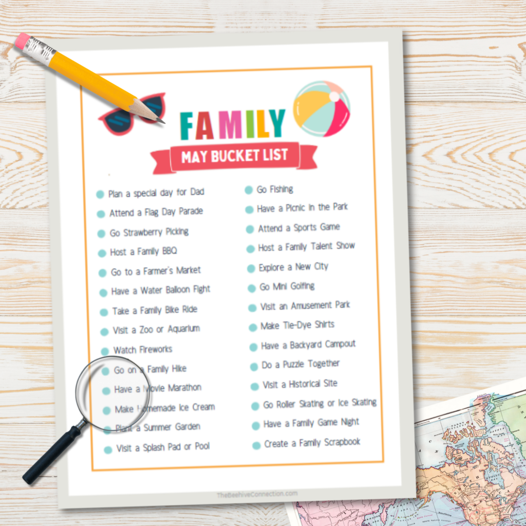 June bucket list printable for families