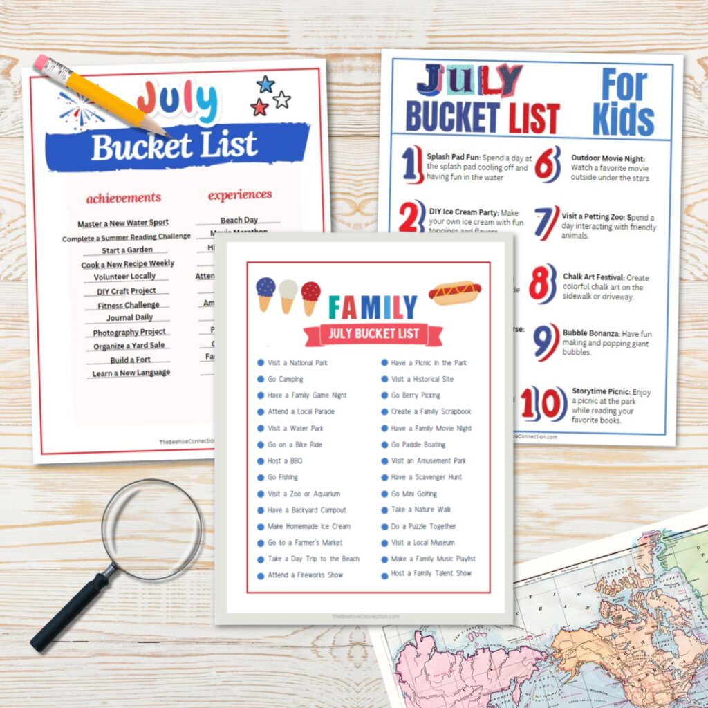 July bucket list free template