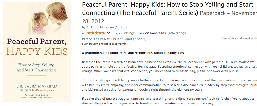 screen shot of peaceful parent, happy kids book for positive discipline