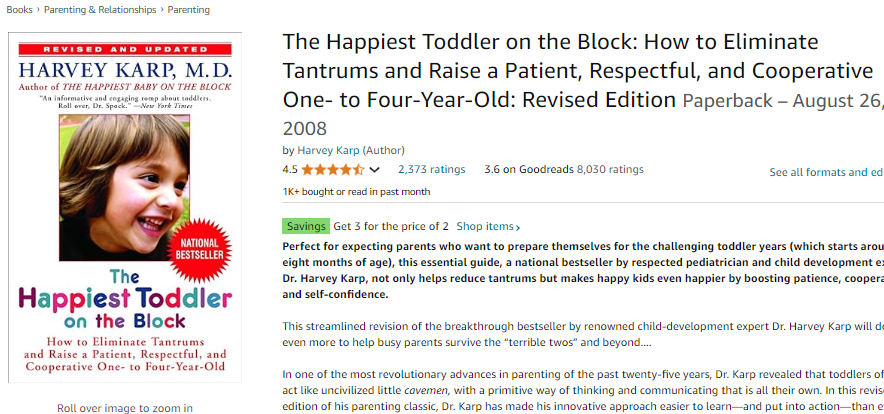 screen shot of book The Happiest Toddler on the Block best positive discipline books for new parents