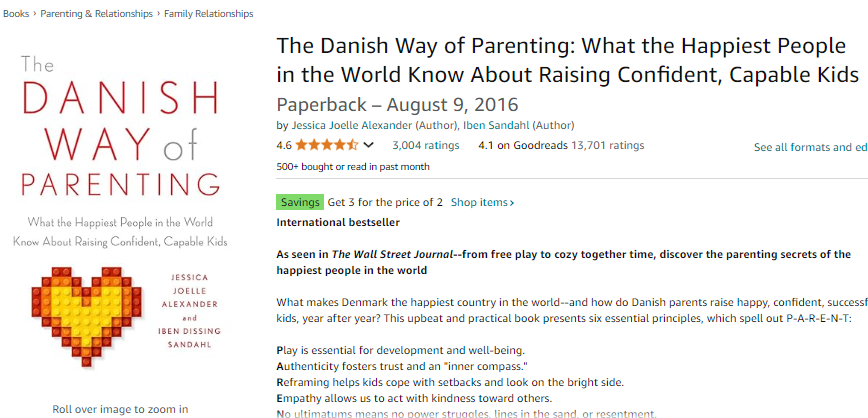 screen shot of the book The Danish Way of Parenting as a best positive discipline book for new parents.