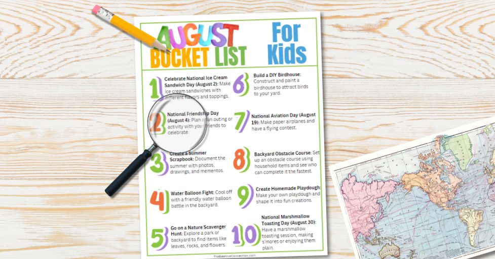 August Bucket List for Kids Printable