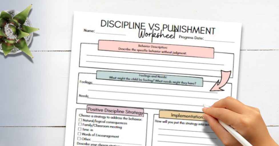 positive discipline vs punishment worksheet