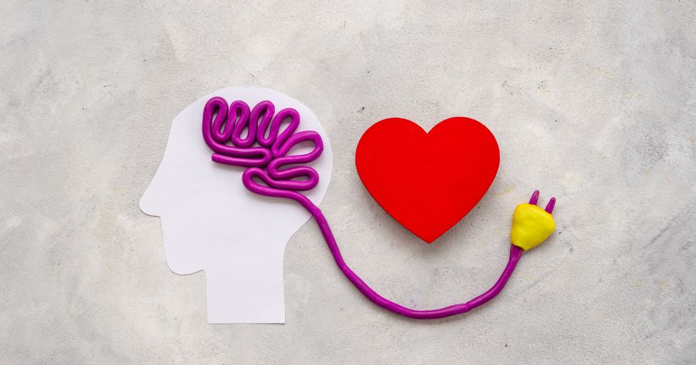 head cutout with cord for brain leading to a heart - Setting Boundaries for kids