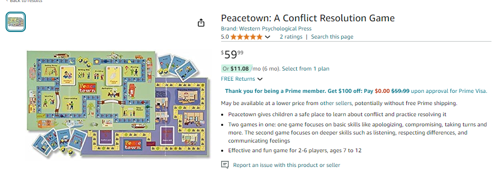 Peacetown conflict resolution games for kids