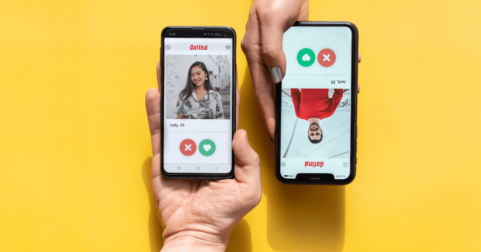 two phones next to each other on a dating app social media impact on treen relationships