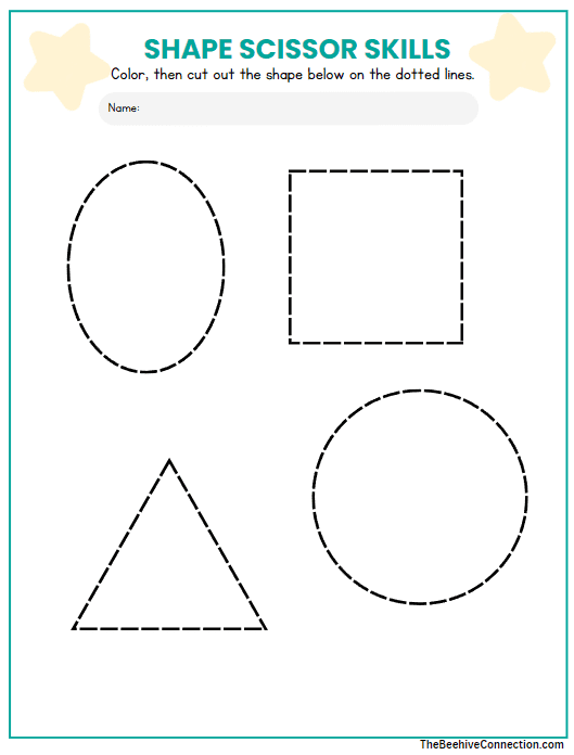 basic shapes cutting worksheets