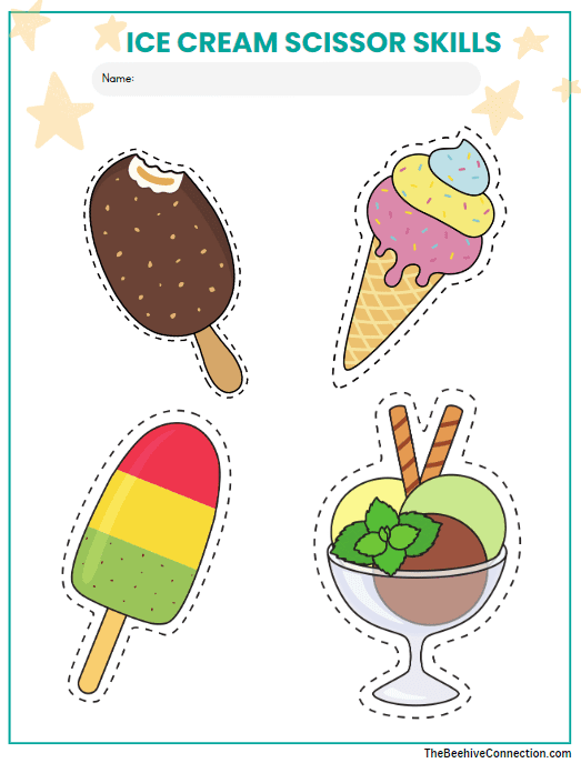 ice cream cutting worksheets