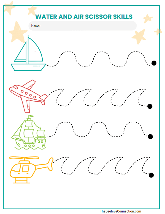 wavy lines cutting worksheets