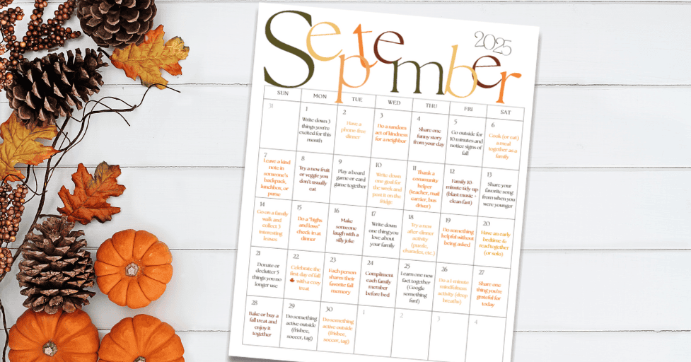september bucket list ideas. September calendar with ideas.