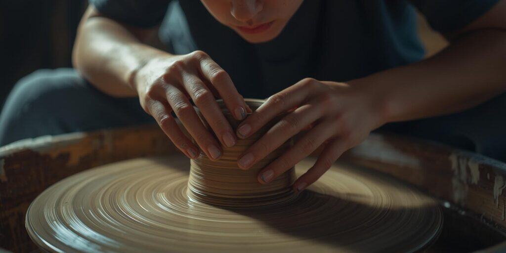 Engaging Art Therapy Activities for Teens. a young man at a pottery wheel