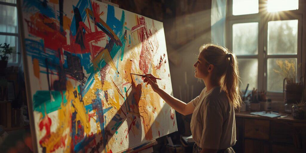 Engaging Art Therapy Activities for Teens - Girl painting abstract art