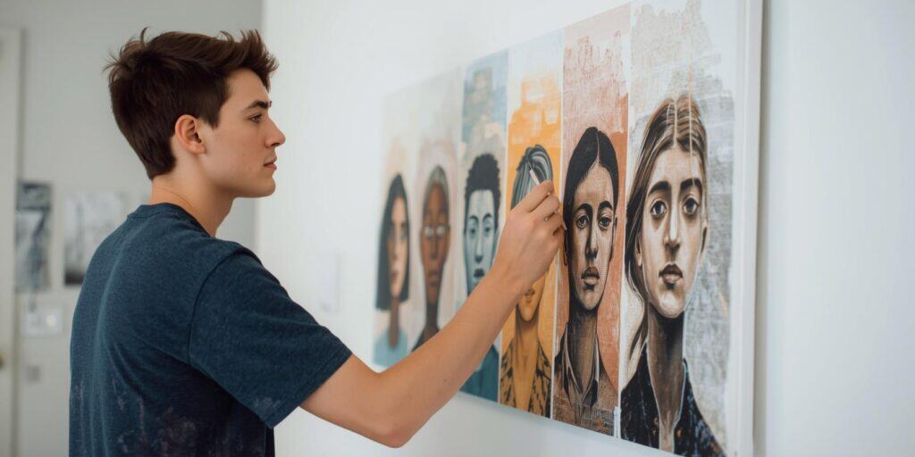 young man painting artwork 